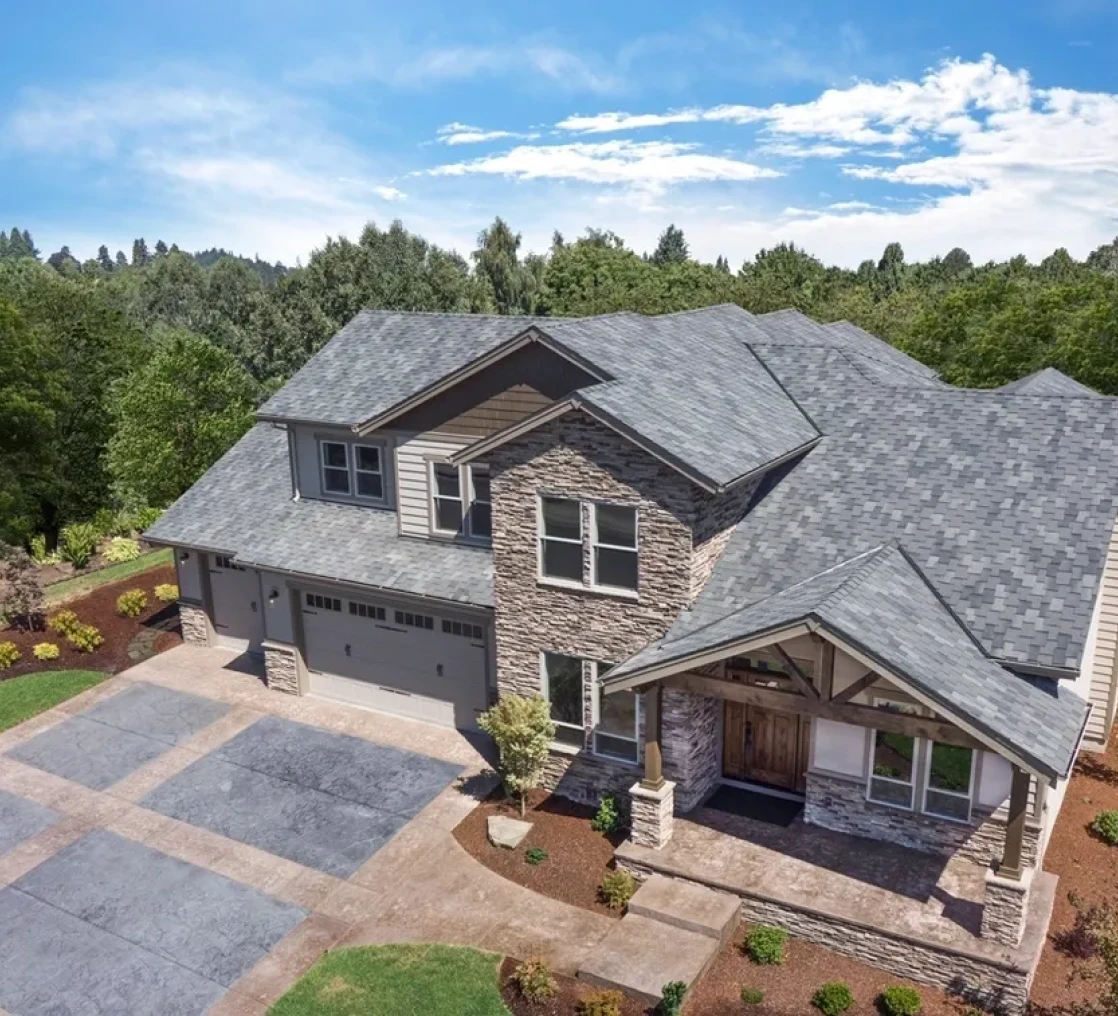Elegant suburban house under blue sky
